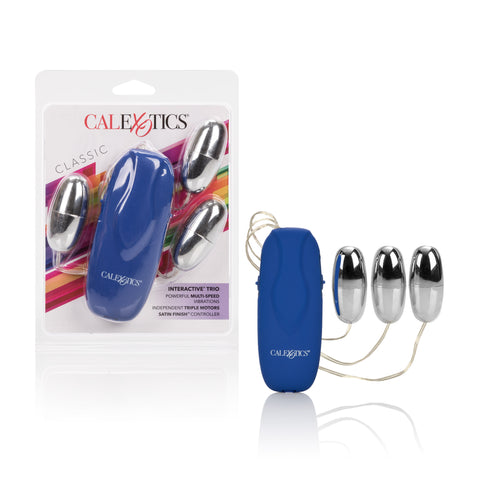 Interactive Trio Silver Vibrating Bullets Multi-Speed Power Pack Blue BULLETS & EGGS