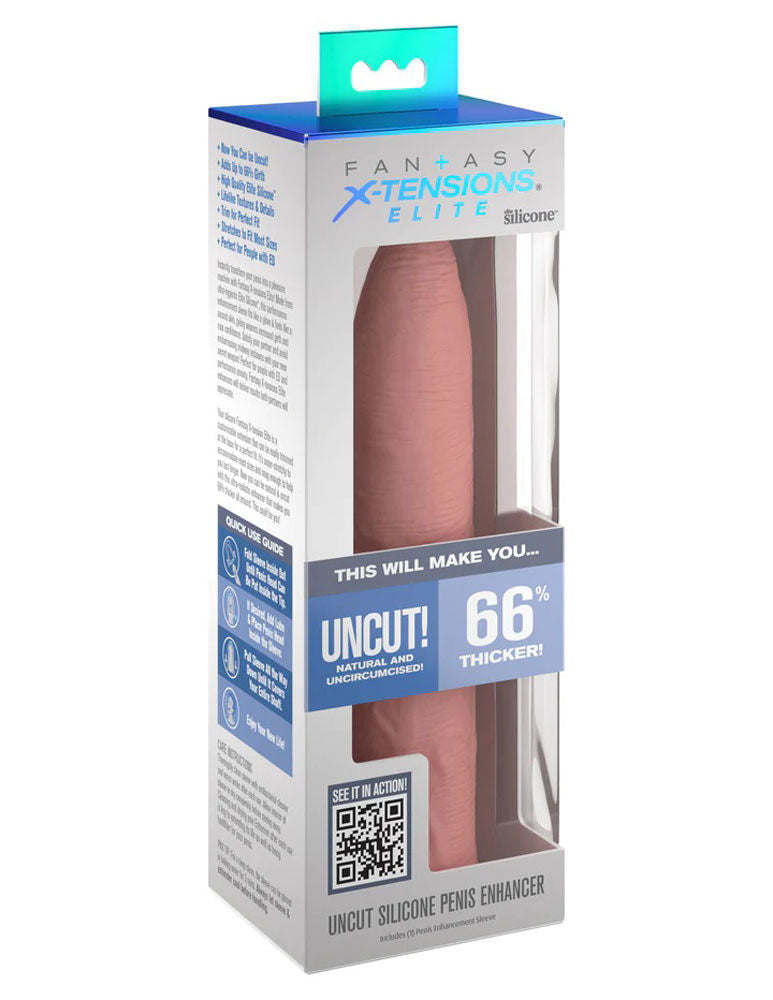 Fantasy X-Tensions Elite Silicone 7 Inch Penis Extension Sleeve Beige SLEEVES