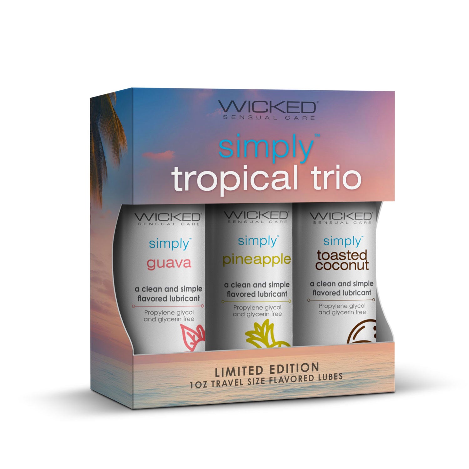 Wicked Simply Tropical Trio 3 x 30 ml Flavoured Water Based Lubricants Flavoured Lube