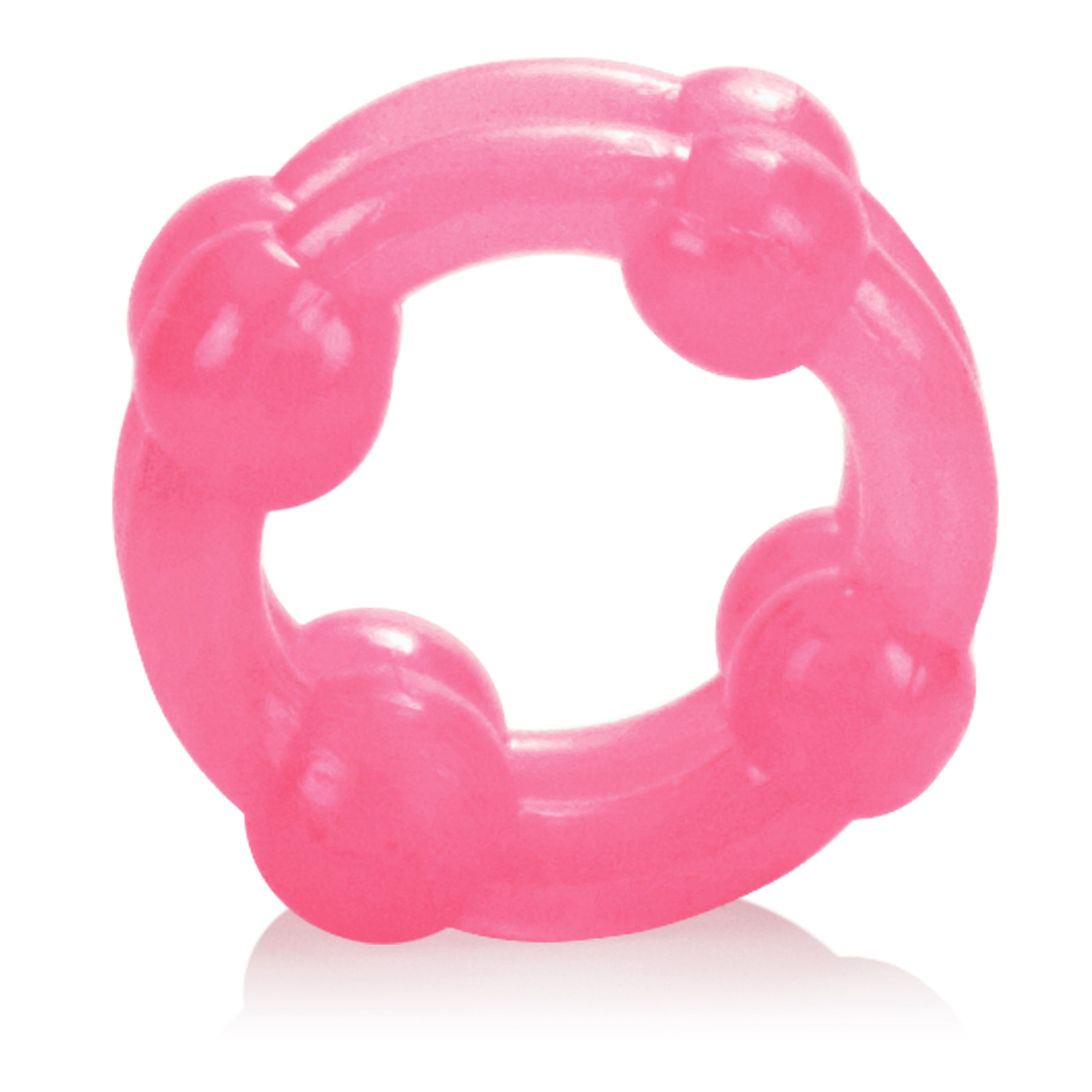 Island Rings Double Stacker Pink Glow in the Dark Stretchy TPE Cock Rings 0.75 Inch 2 cm COCK RING Set