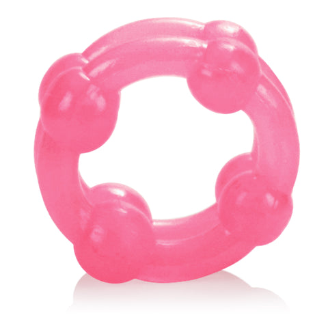 Island Rings Double Stacker Pink Glow in the Dark Stretchy TPE Cock Rings 0.75 Inch 2 cm COCK RING Set