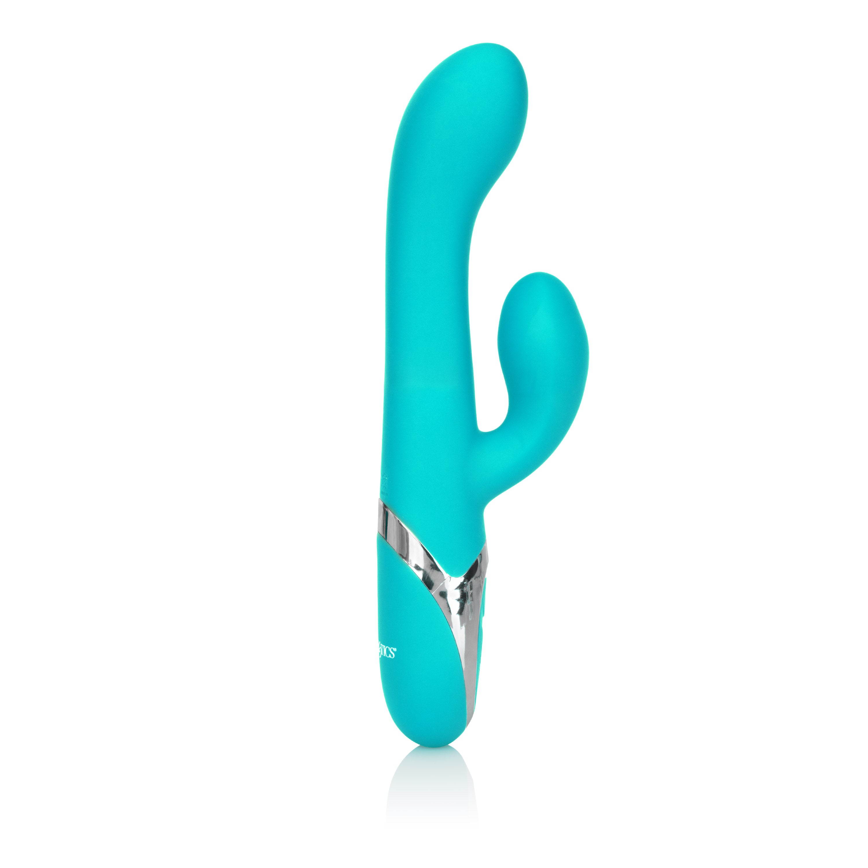 Enchanted Lover Vibrating Massager with Rotating Beads and Clitoral Stimulator in Teal Silicone VIBRATORS-RABBIT