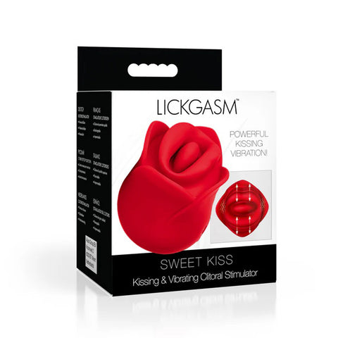 Sweet Kiss Red Silicone Clitoral Stimulator with Vibration Rose Stimulators