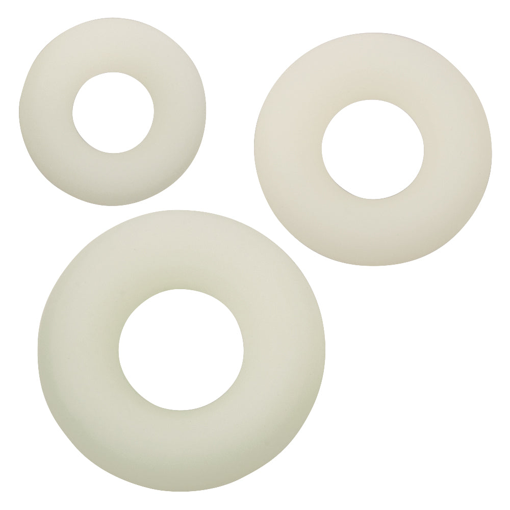 Alpha Glow-In-The-Dark Liquid Silicone 3 Ring Set in White with Multiple Sizes > Cock Ring > Sets