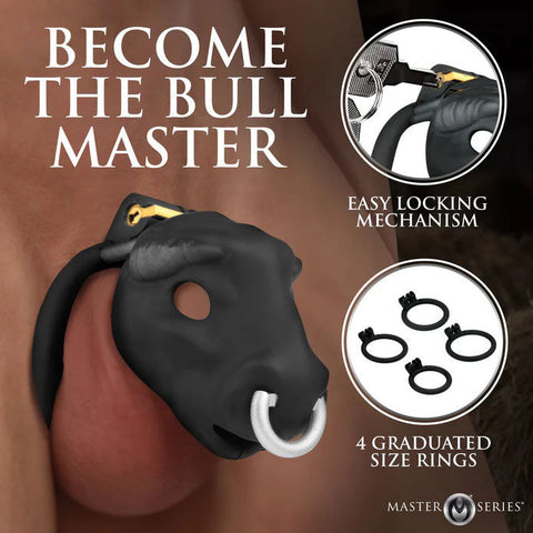 Bull Chastity Cage with Bull Head Design and Adjustable Rings Cages