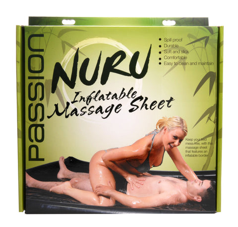 Nuru Inflatable Vinyl Massage Sheet for Mess-Free Bedroom Play Black Play Sheets