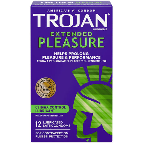 Trojan Extended Pleasure Condoms 12 Pack with Climax Control Default Title Condoms