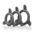 CalExotics Pro Series Silicone Ring Set Medium Large Extra Large Gray Flexible Stretchable Gray > Cock Ring > Sets