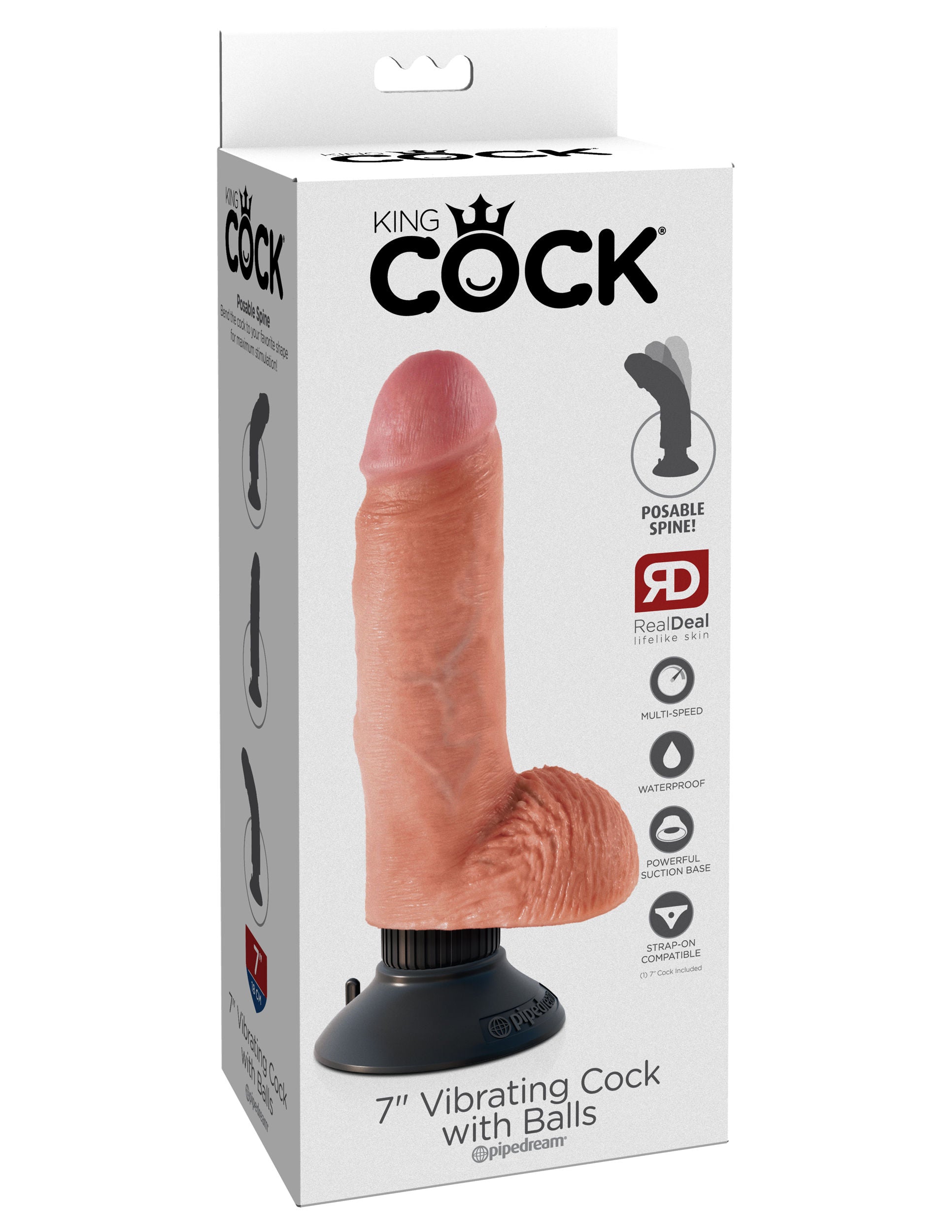 King Cock 7 Inch Vibrating Cock With Balls (Flesh) – Vibrator DONGS Vibrating