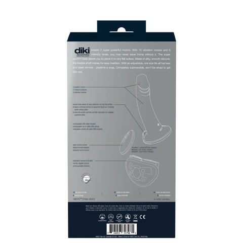 Diki Rechargeable Silicone Vibrating Dildo with Harness Black Vibrators
