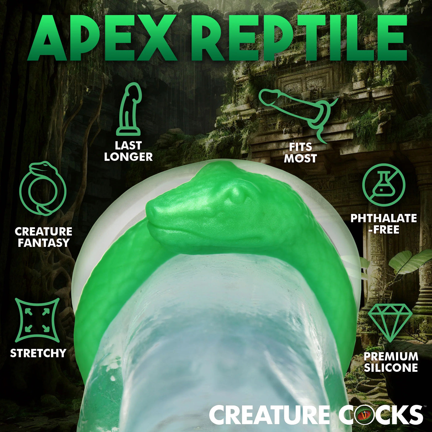 Serpentine Silicone Cock Ring in Green for Enhanced Intimacy COCK RINGS