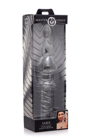 Saber Glass Anal Thruster with Graduated Links and Handle > Sex Toys > Glass
