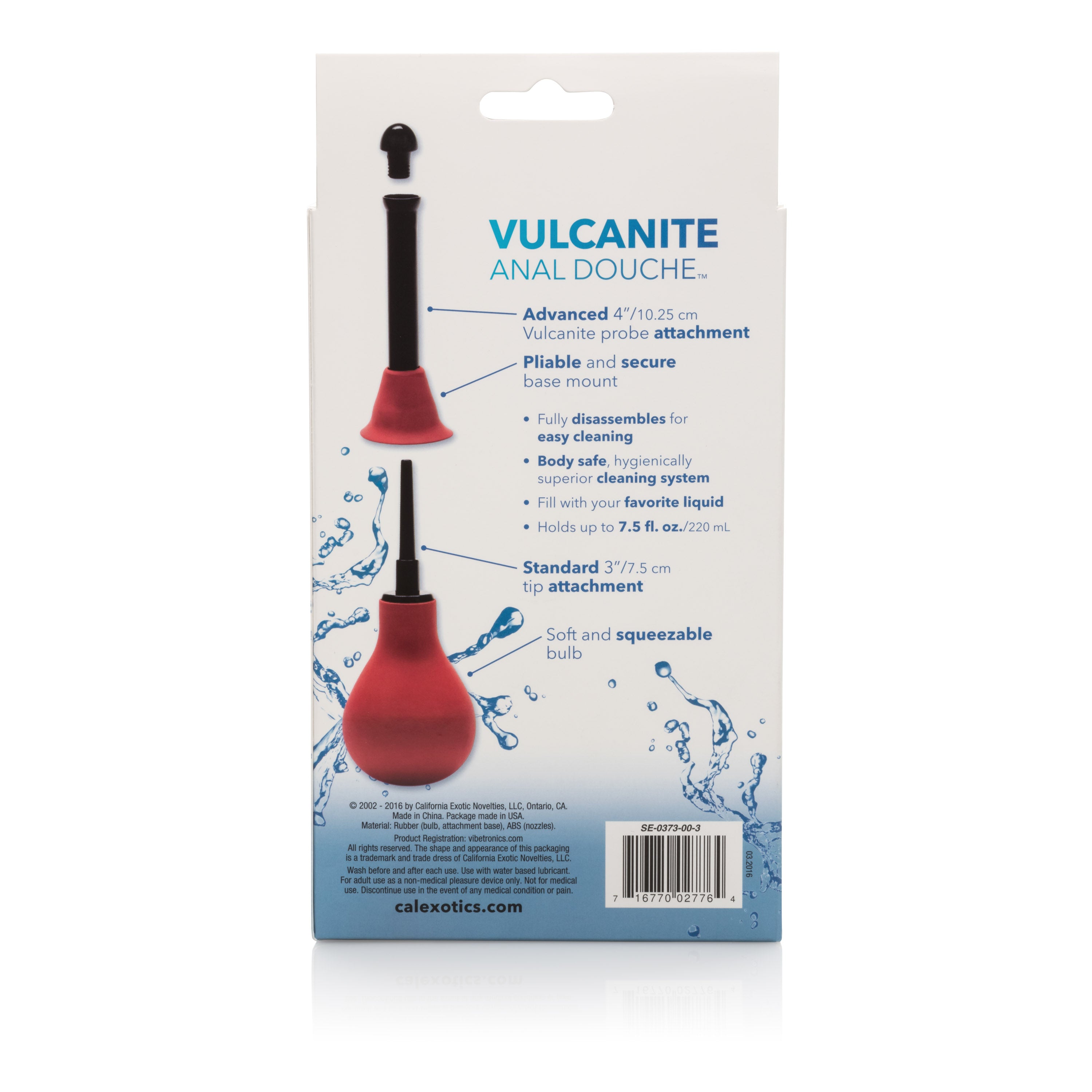 CalExotics Vulcanite Anal Douche Red Rubber Bulb with Two Attachments 7.5 Fl Oz 220 ml > Essentials > Feminine Care