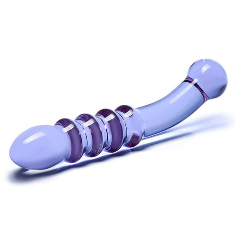 Purple Rain Ribbed Dildo (Purple) – Dual-Ended Ribbed Dildo Double Dongs