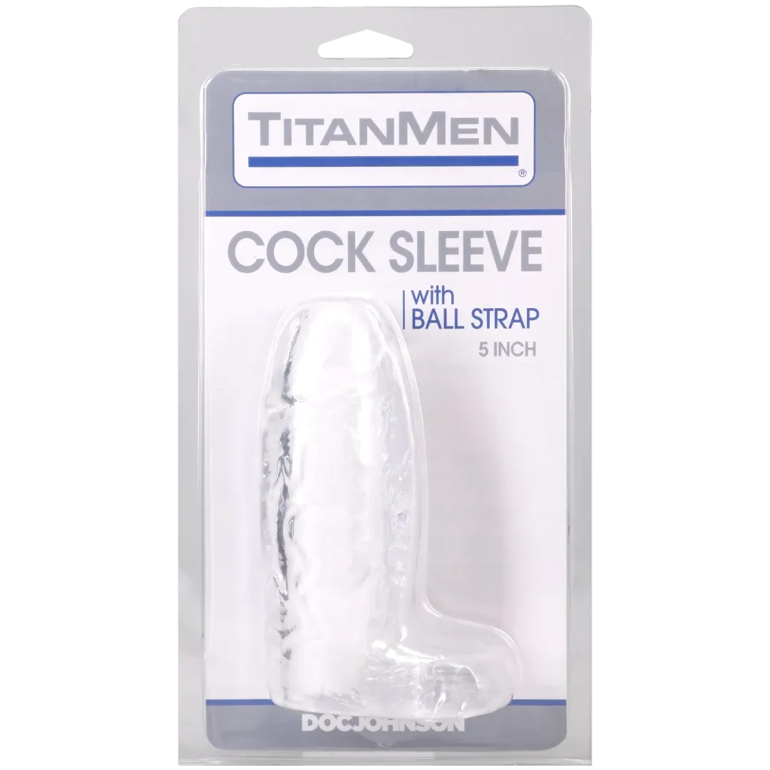Titanmen Cock Sleeve with Ball Strap 5 Inch Clear Sleeve Clear > Sex Toys For Men > Penis Sleeves