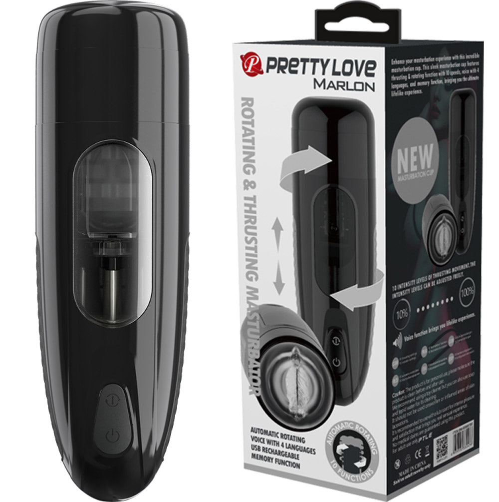 Pretty Love Marlon Black Thrusting Rotating Male Masturbator Strokers - Auto