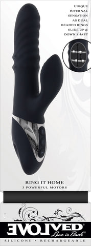 Ring It Home Dual Vibe Rechargeable Wireless Vibrator Black VIBRATORS-RABBIT