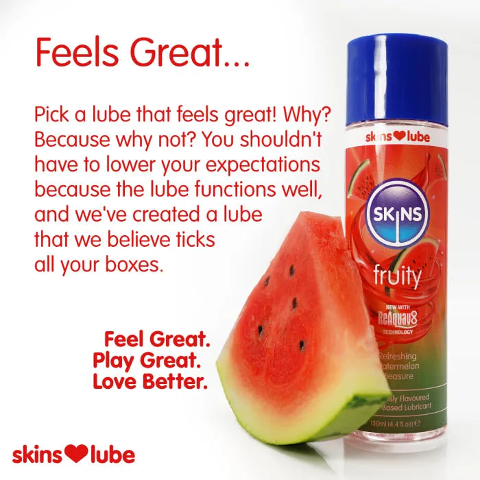 Skins Watermelon Water-Based Lubricant 4.4 Fl Oz Enhanced Oral Play Gel > Lube > Flavoured