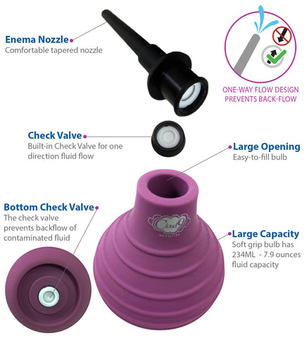 Health and Wellness Deluxe Enema Douche with One-Way Valve Purple Douches