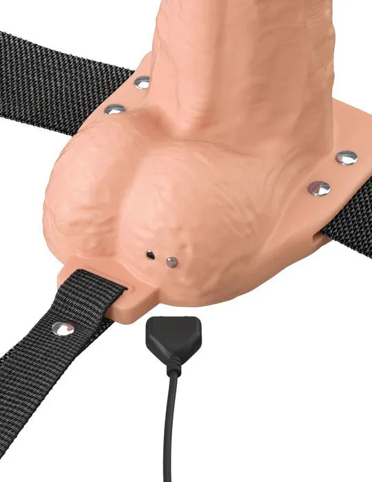 Fantasy X-Tensions Elite (Beige/Brown) – Vibrating Hollow Silicone Strap-On 8 Inch > Dildos > Strap On Harnesses