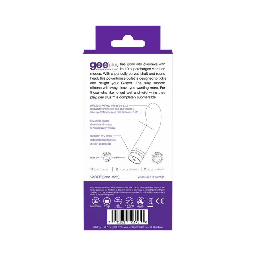 Gee Plus Mini G-Spot Vibrator with 10 Modes Indigo Vibrators - G Spot