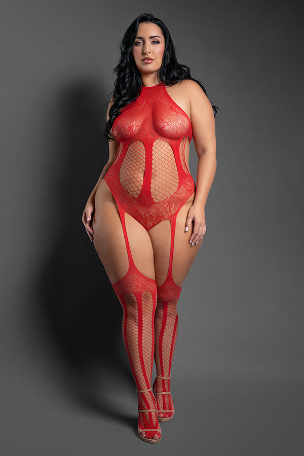 Stripped Down Teddy Bodystocking (Red) – Bodystocking Lingerie > Clothes > Bodies and Playsuits
