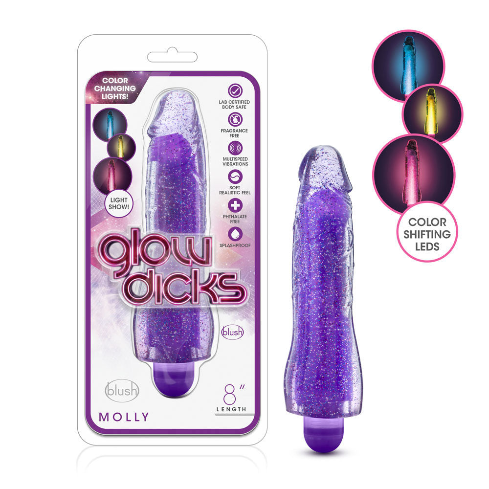 Molly Glitter Realistic Vibrator with Multi-Speed Pink Glow Purple > Vibrators > Realistic Vibrators