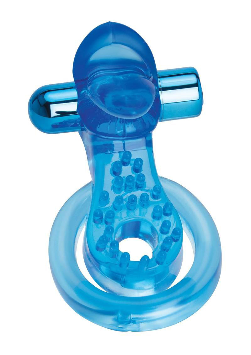 Bodywand Duo Ring with Clit Tickler Blue > Cock Ring > Vibrating