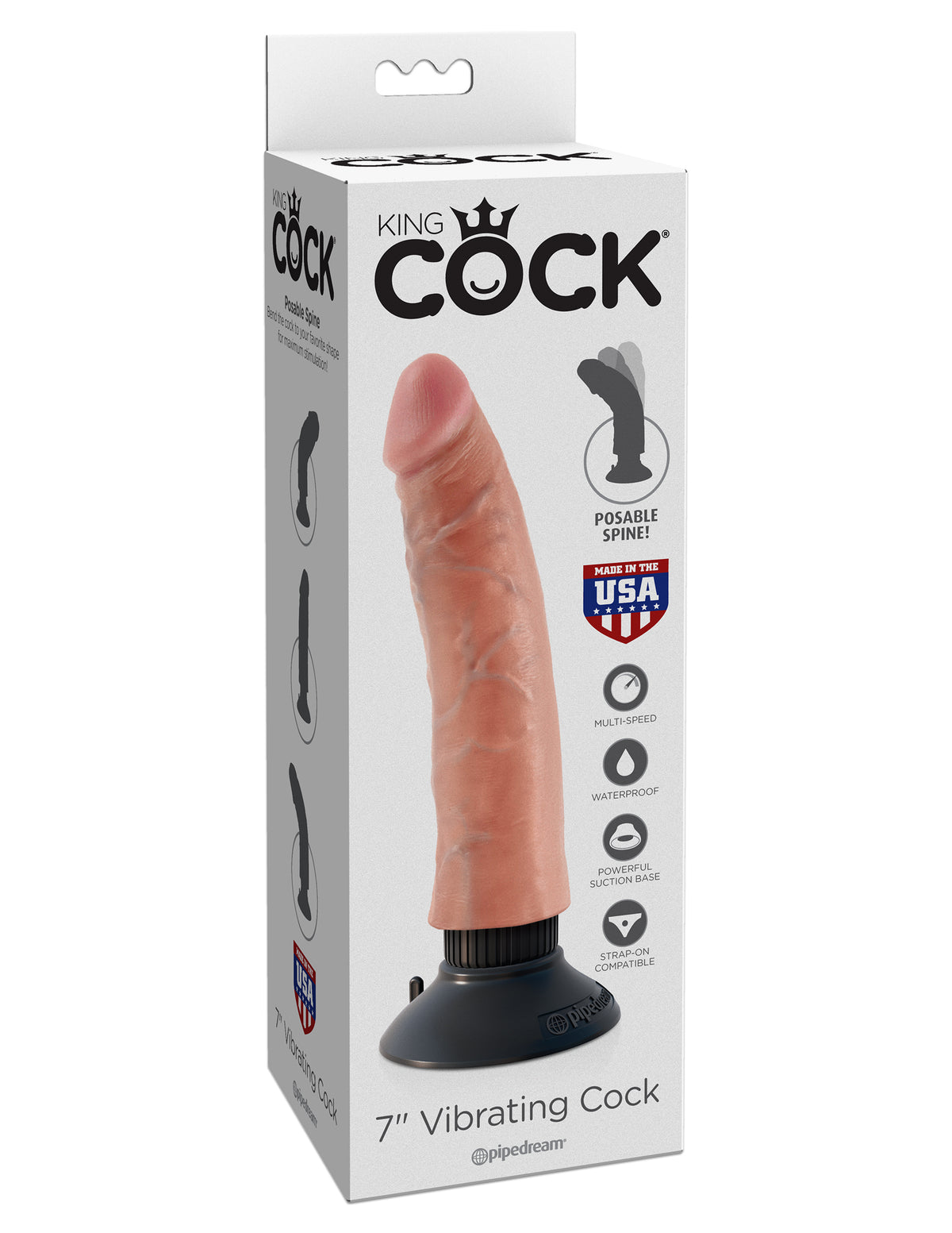 King Cock 7 Inch Vibrating Dong – Realistic Design 17.8 cm Vibrating Dildo > Vibrators > Realistic Vibrators