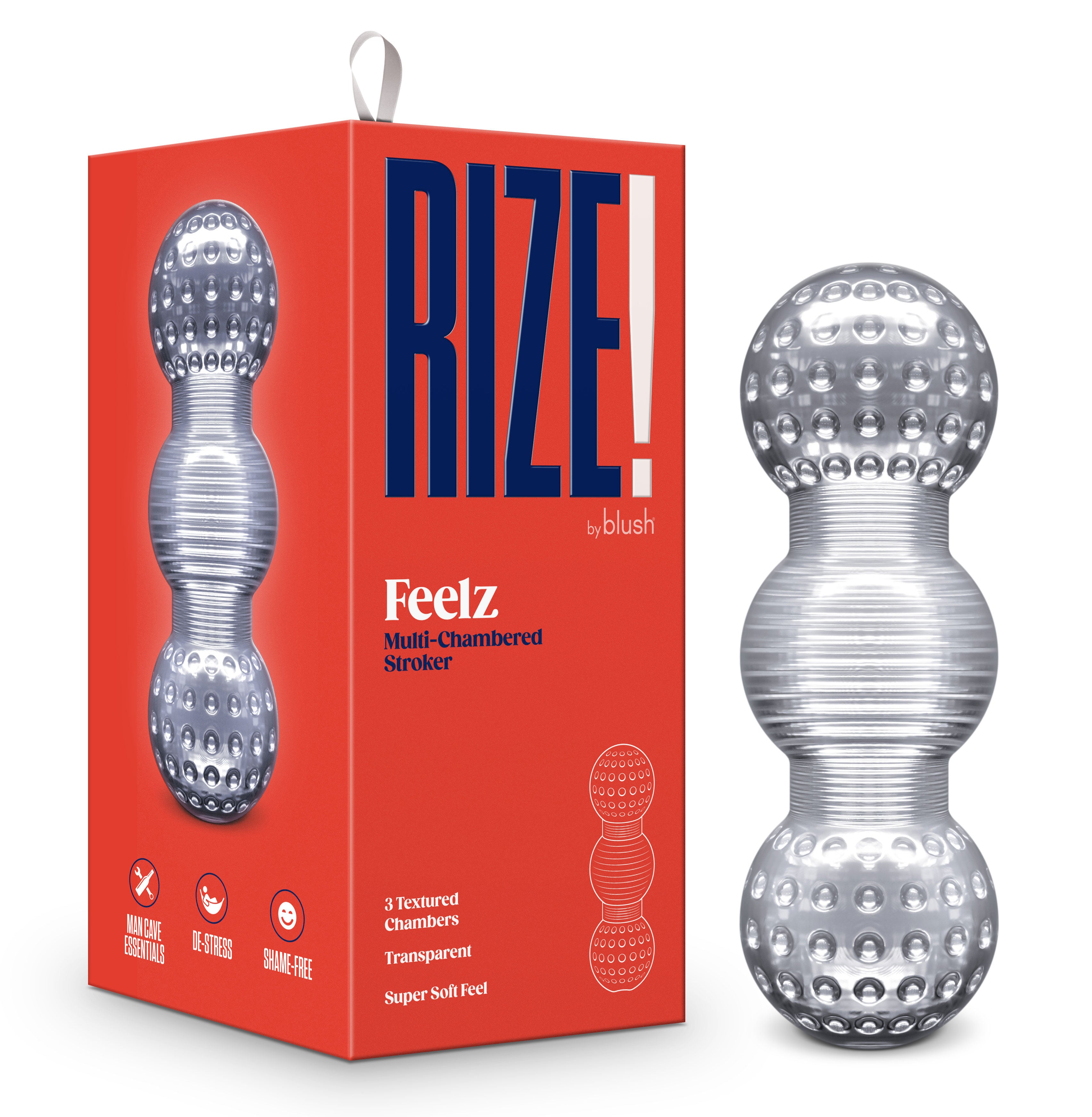 Rize Feelz (Clear) – Textured Sleeve Masturbator Strokers - Manual