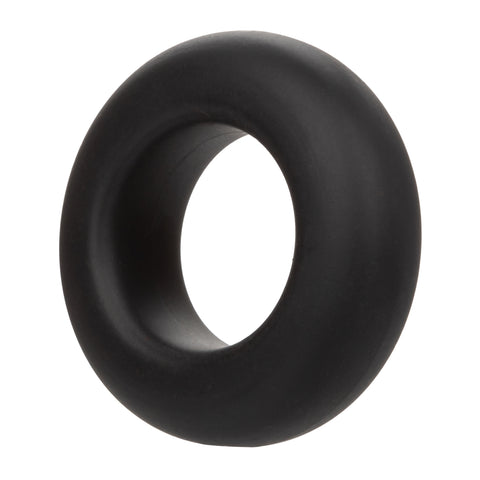 Alpha Liquid Silicone Prolong Set of 2 Stretchy Comfortable Rings in Black, Small 0.75” and Large 1” Diameter COCK RING Set