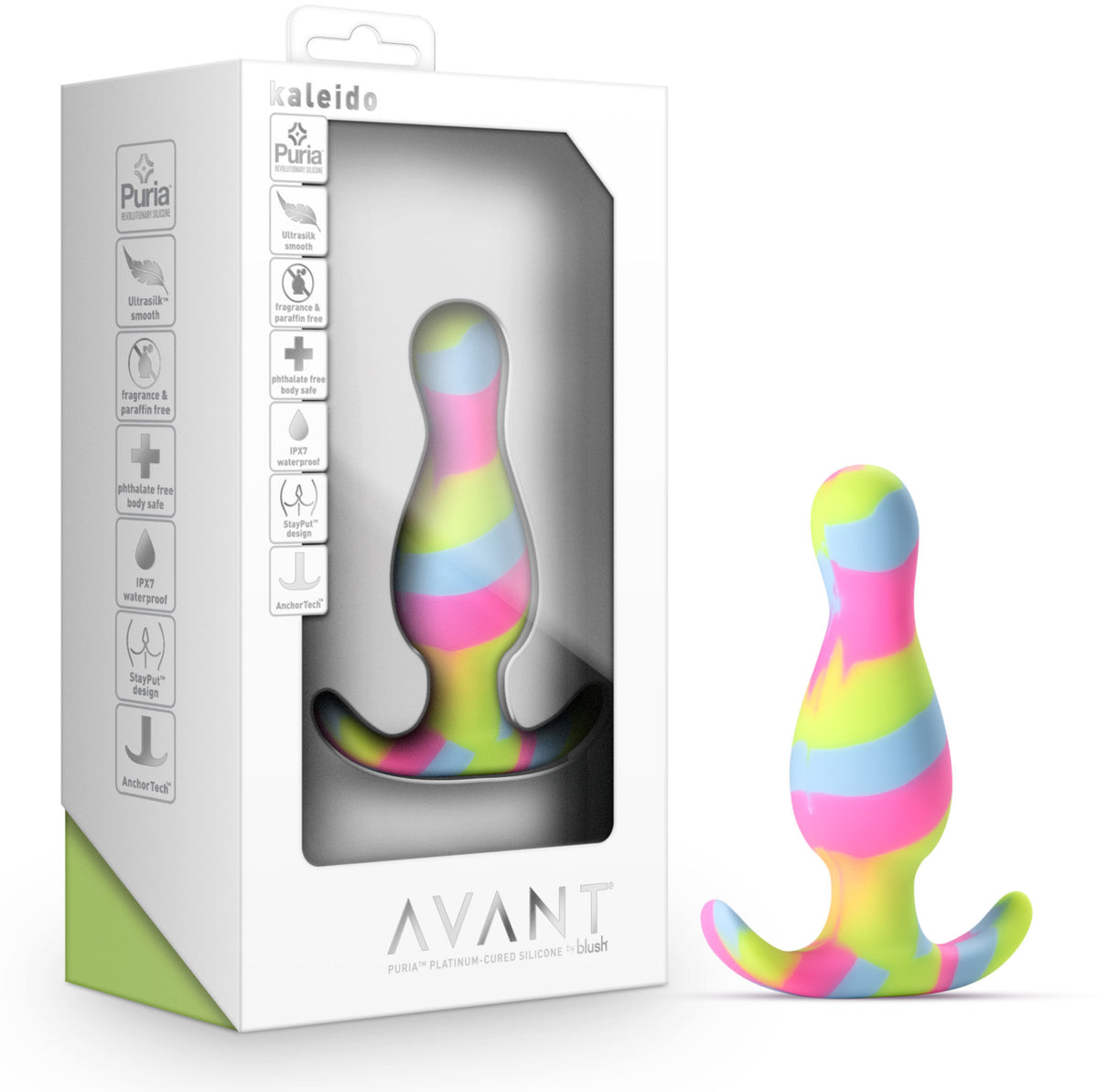 Avant Kaleido (Lime) – Ultrasilk Smooth Silicone Curved Vibrator > Anal Range > Vibrating Butt Plugs
