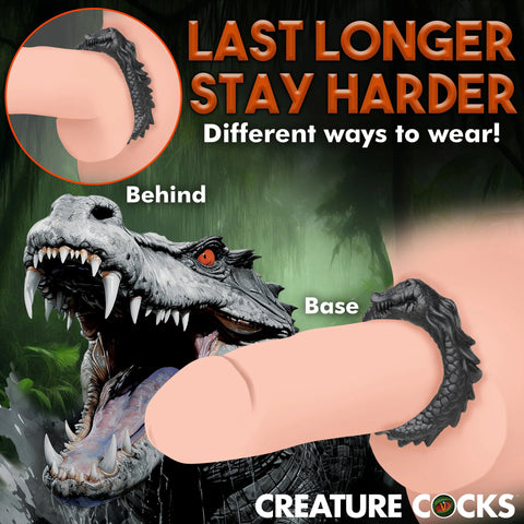 Black Caiman Silicone Cock Ring With Ridges And Stretch Fit COCK RINGS