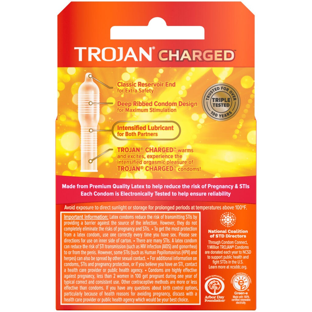 Trojan Intensified Charged Orgasmic Pleasure Condoms - 3 Pack > Essentials > Condoms