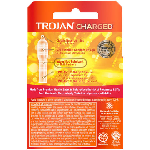Trojan Intensified Charged Orgasmic Pleasure Condoms - 3 Pack > Essentials > Condoms