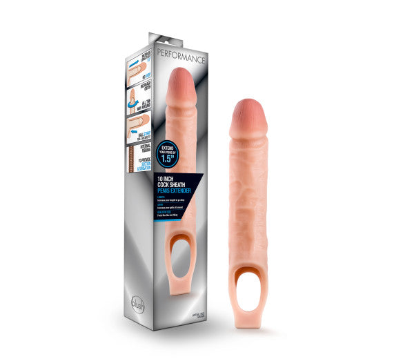 Performance Cock Sheath 10 Inch Penis Extender Sleeve Beige > Sex Toys For Men > Penis Sleeves