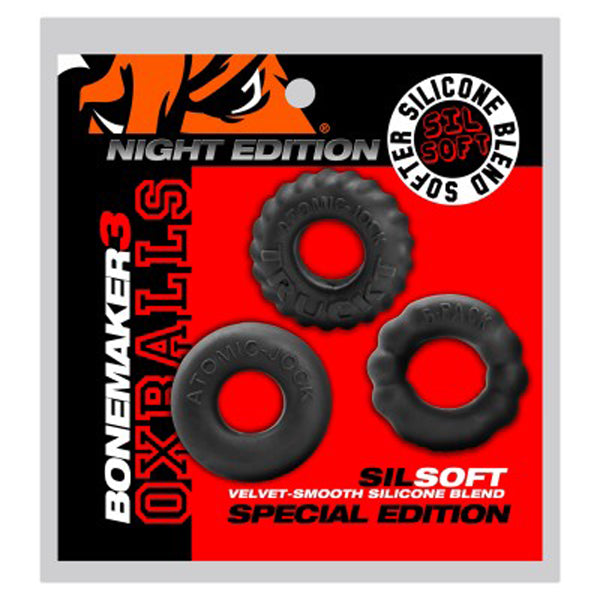 Bone Maker 3 Pack Boner Cock Rings Black > Cock Ring > Sets