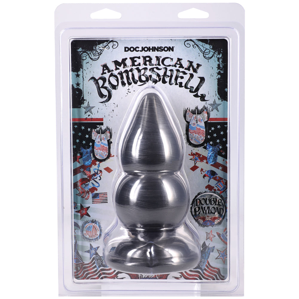 American Bombshell Double Payload – 5.5 Inch Rippled Butt Plug Gray > Anal Range > Oversized Anal Toys