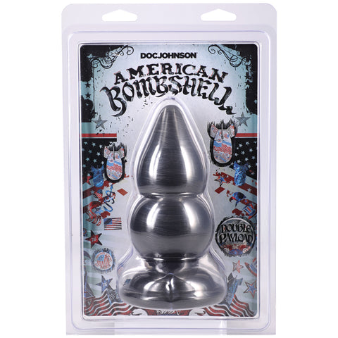 American Bombshell Double Payload – 5.5 Inch Rippled Butt Plug Gray > Anal Range > Oversized Anal Toys