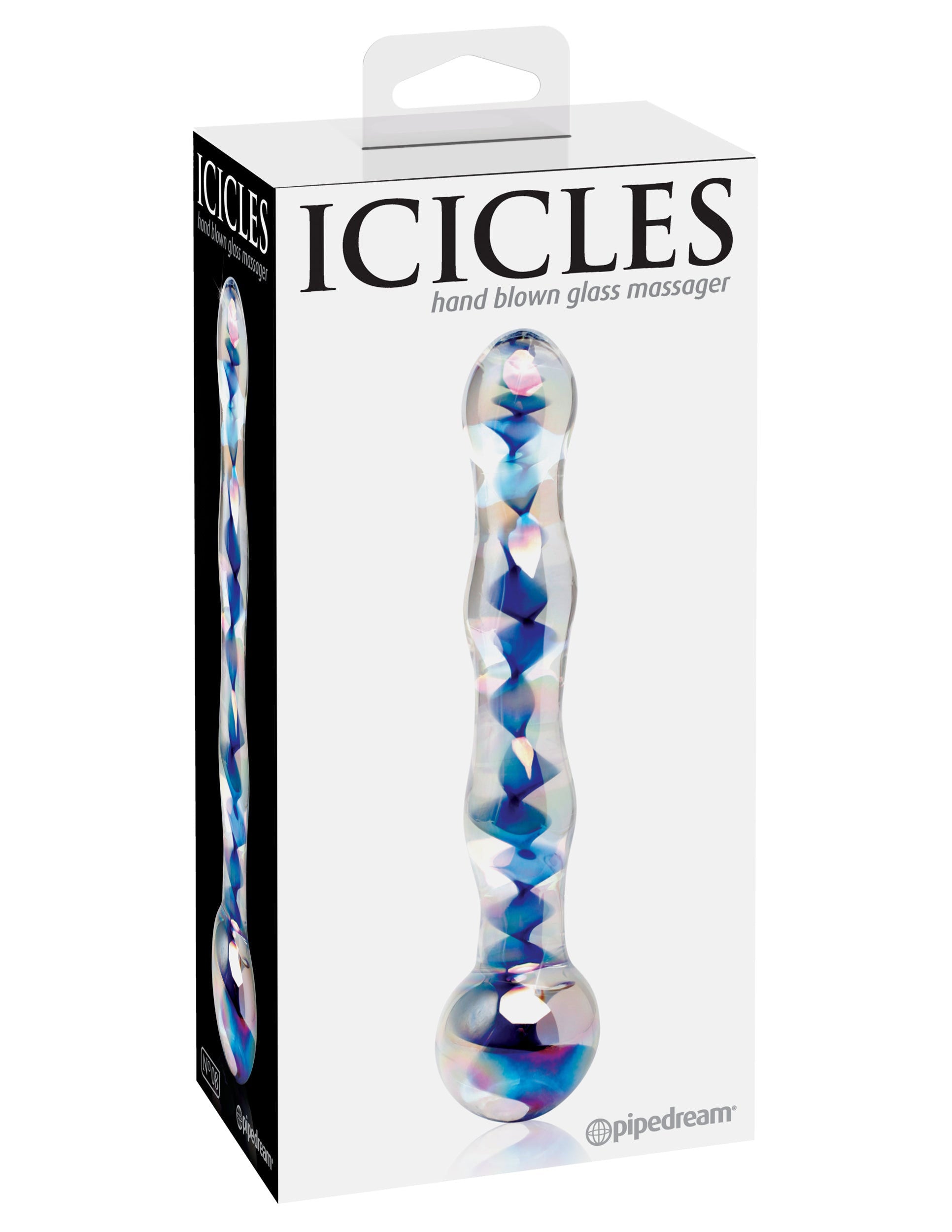 Pipedream Icicles No. 8 (Clear Blue) – Handcrafted Luxury Glass Massager Wand > Glass > Toys