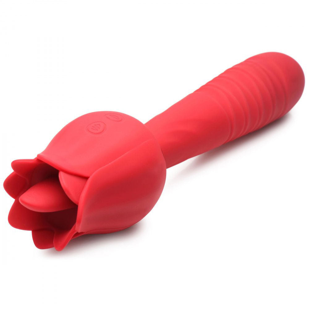 Bloomgasm Racy Rose Wireless Vibrator with Thrust and Lick Suction Stimulator