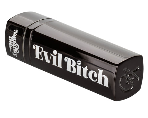 Naughty Bits Evil Bitch Black Lipstick Vibrator 4-Inch Rechargeable Waterproof Silicone Massager BULLETS