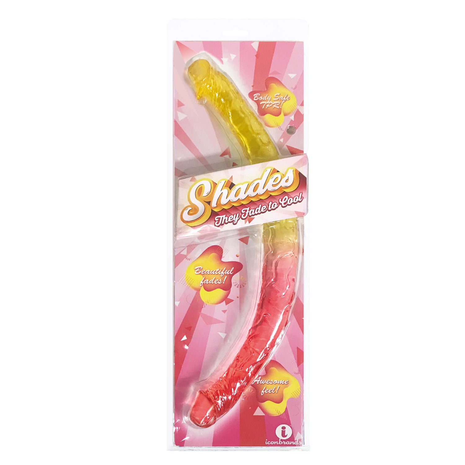 Shades 17 Inch Double Dong in Pink and Yellow for Adults Multi Double Dongs