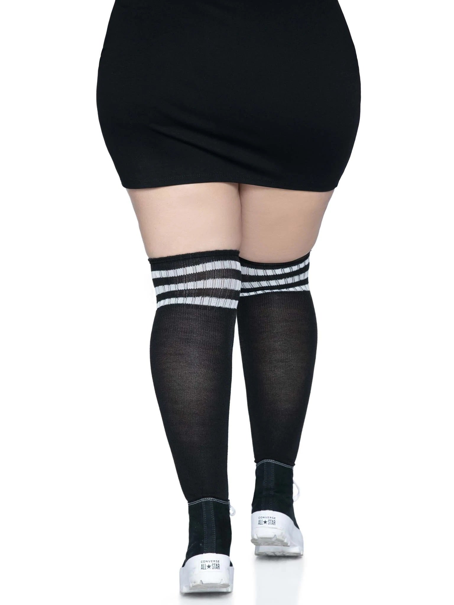Plus Size Over The Knee Athletic Socks Black And White > Clothes > Hosiery > Socks & Anklets