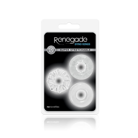 Renegade Dyno Rings Clear Cock Rings Set of 3 Clear COCK RING Set