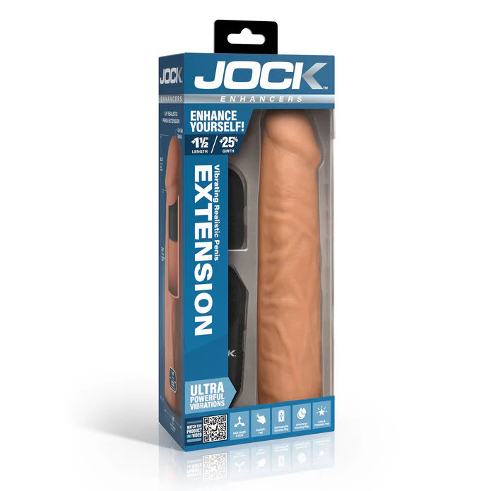 Jock Enhancers 1.5 Inch Vibrating Penis Extension Sleeve with Remote - Medium > Sex Toys For Men > Penis Sleeves