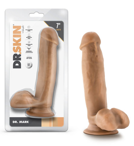 Dr Mark 7 Inch Tan Dildo With Balls Suction Cup Base Dongs Realistic