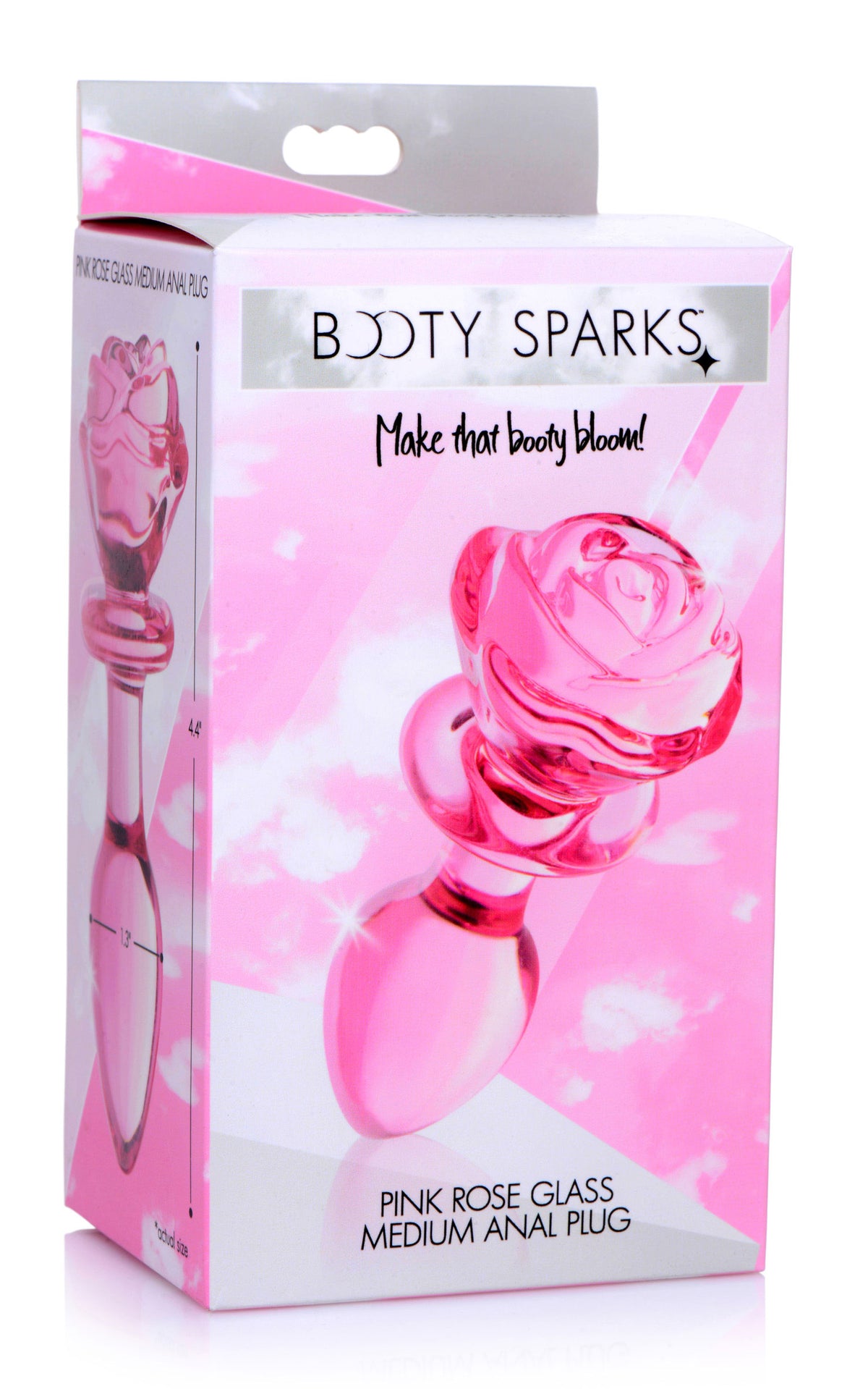 Pink Rose Medium Glass Anal Plug Pink Medium > Glass > Toys