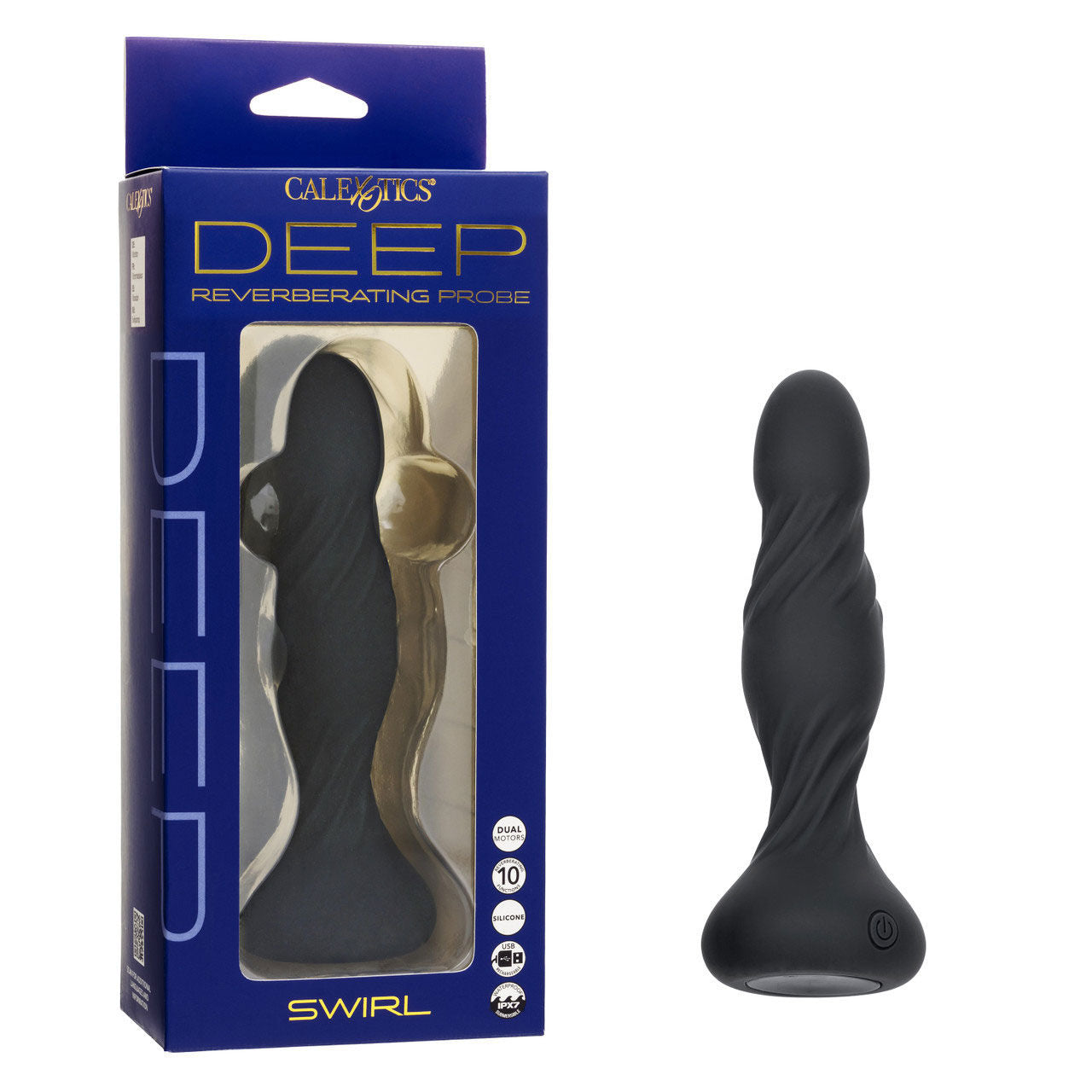 Deep Swirl Black Anal Vibrator with Textured Swirling Ridges Anal Toys & Stimulators