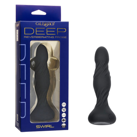 Deep Swirl Black Anal Vibrator with Textured Swirling Ridges Anal Toys & Stimulators